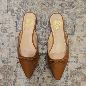 Vince Camuto Brown Mules with Bow Detail
